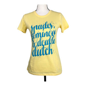 Izzy and Liv "Spades Dominoes & Double Dutch" Cotton Yellow Blue Shirt Small S